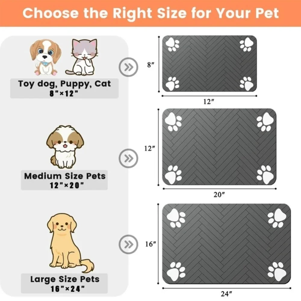 Pet Feeding Placemat For Dogs Cats Absorbent Pets Feeding Mat Waterproof Rubber Backing Quick Dry Pets Food and Water Bowl Pad