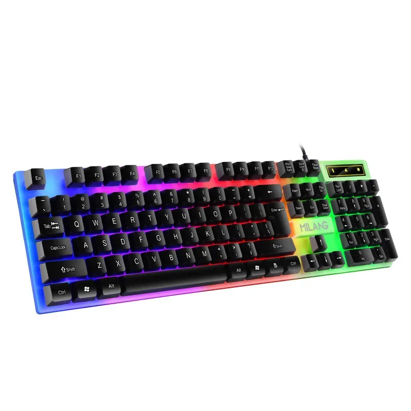 RGB Gaming Keyboard 104 Keys USB Wired Keyboard Standard Keyboard Floating Button Backlit Keyboard for PC Computer Laptop