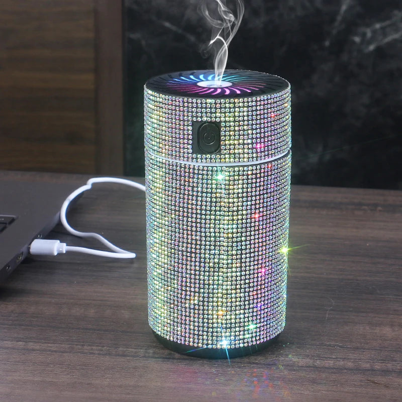 Luxury Shiny Car Diffuser Humidifier with LED Light Diamond Auto Air Purifier Diffuser Air Freshener Bling Car Accessories