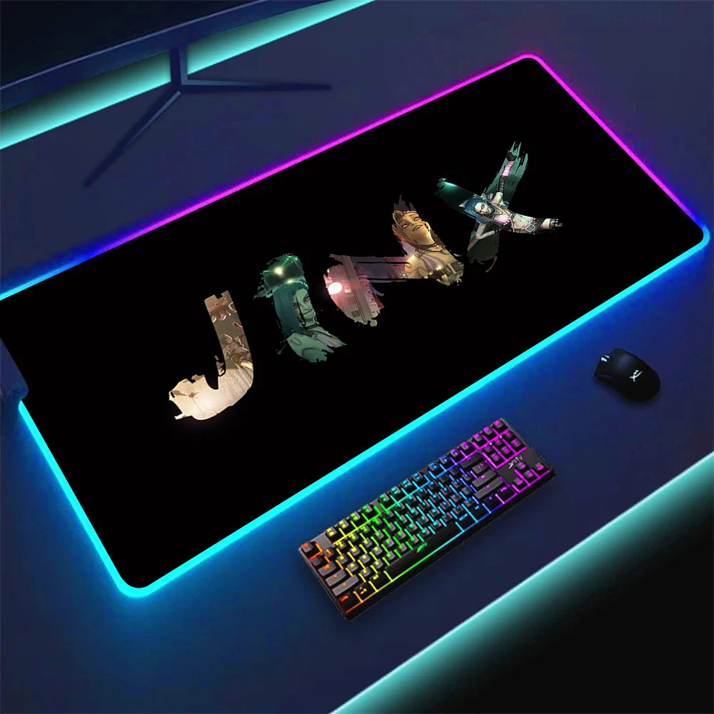 JINX VI RGB Gaming Mouse Pad 900x400mm Anime Arcane Mats League of Legends Gamer Carpet Rug LOL Large Keyboard LED Cool Desk Mat