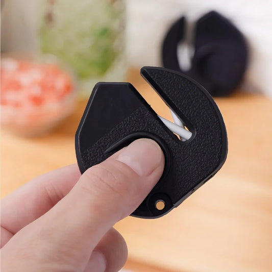 Portable mini sharpener, compact and durable plastic design, suitable for outdoor, camping, and kitchen use