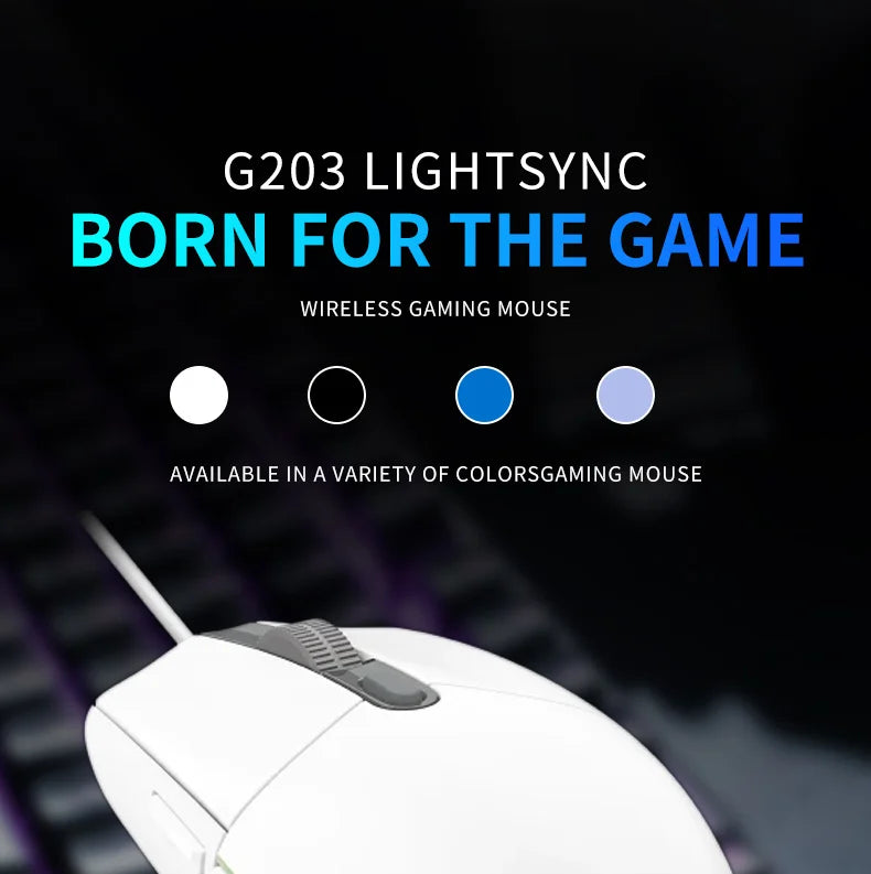 Official Logitech G203 Mouse for Gaming, Lightsync RGB with 3 Zones, 25G Acceleration, 200 IPS Tracking Speed