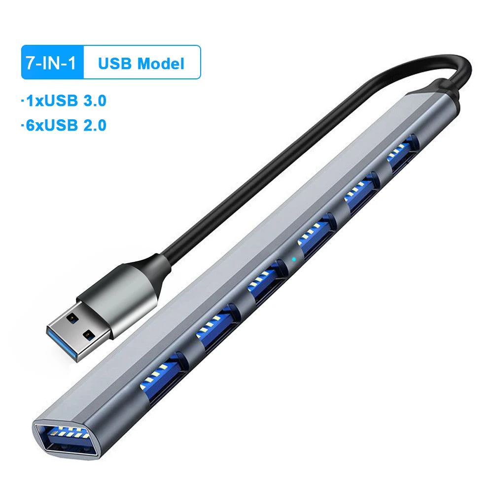7-in-1 USB C Docking Station USB 3.0 HUB Type C HUB Adapter 5Gbps High Speed USB C Splitter OTG Adapter for PC Laptop Macbook