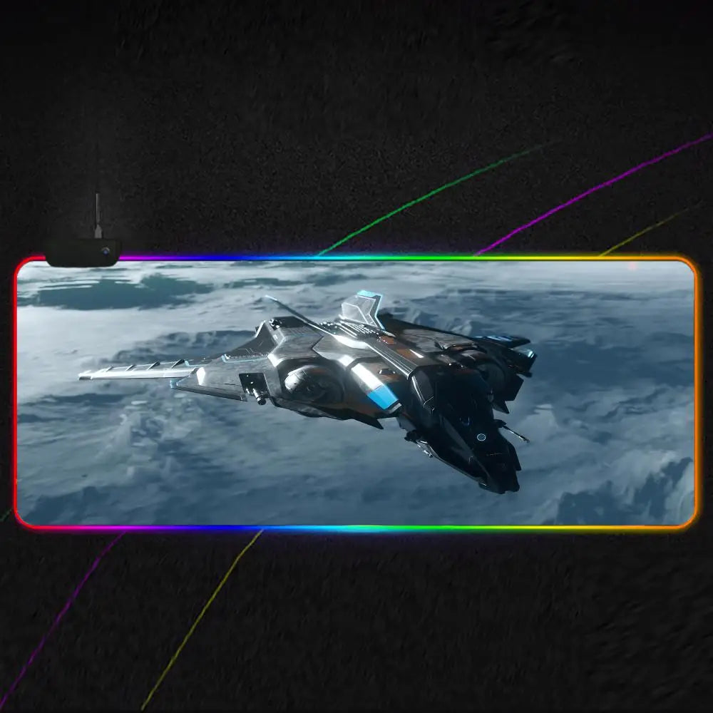 Star Citizen Mouse Pad RGB Gaming Mouse Pad XXL, Extended Surface, Non-Slip, Smooth, LED Lights, Perfect Desk Mat