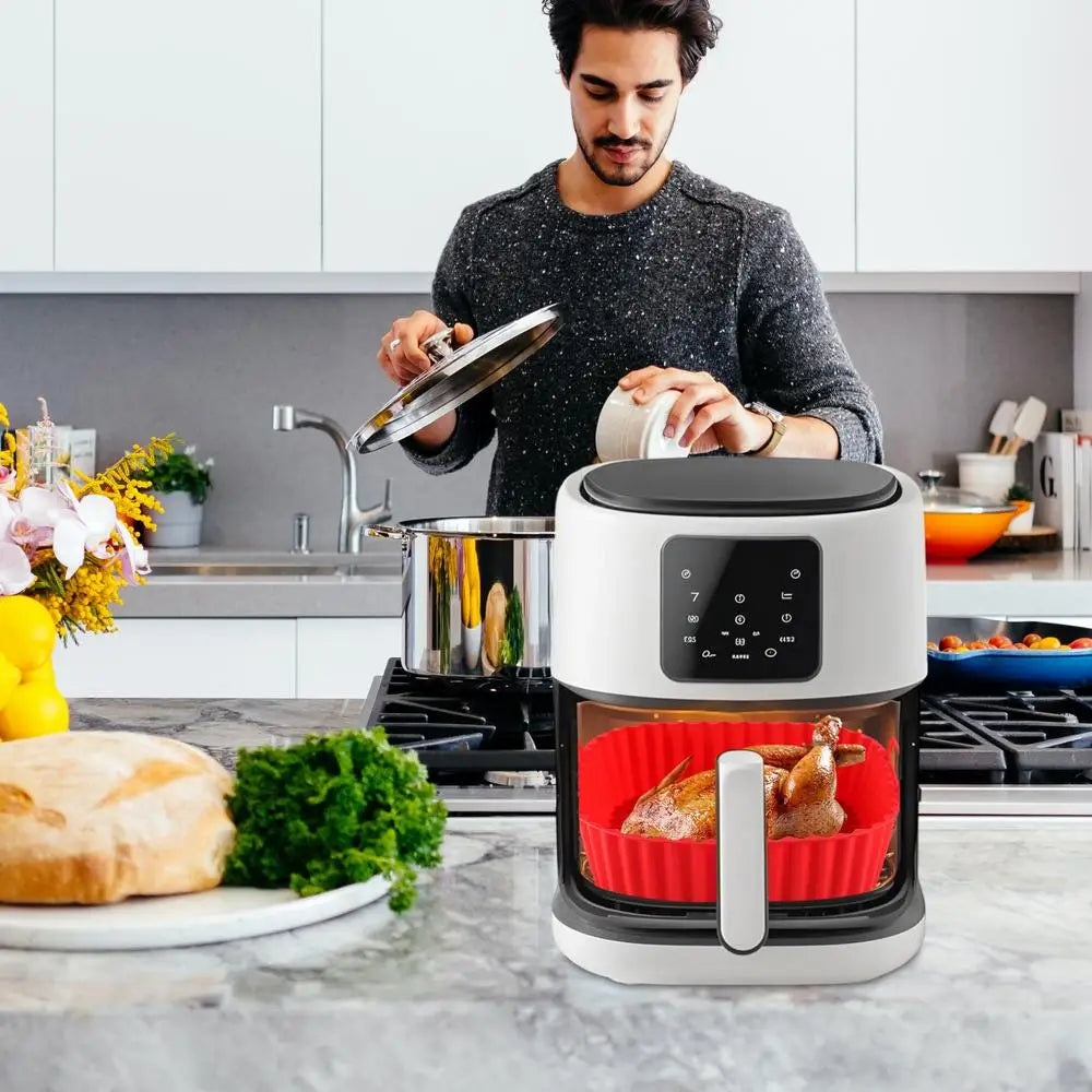 Silicone Air Fryer Liners Pot Square Airfryer Basket Plate Cooking Gadgets Reusable Non-stick Pizza Pan Oven Kitchen Accessories