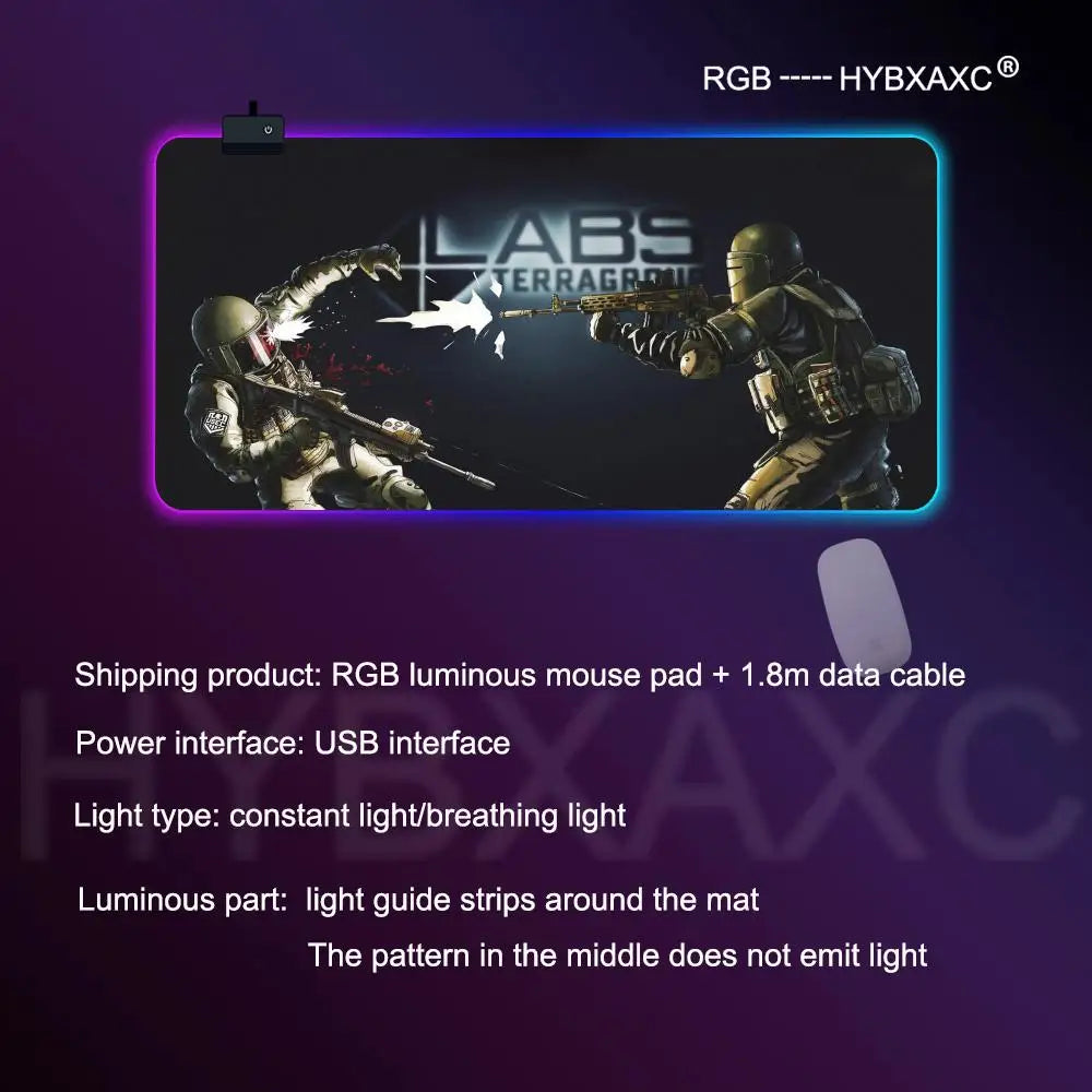 Escape From Tarkov RGB Mouse Pad Computer Gaming Accessories Large Mouse Deskmats MousePads Office Anti-slip Soft Laptop Carpet