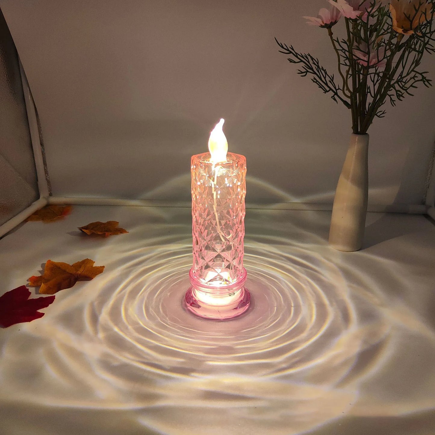 1/2PCS LED Flameless Candles Rose Crystal LED Candle Light for Valentine's Day Bedroom Wedding Christmas Home Decorations Crafts