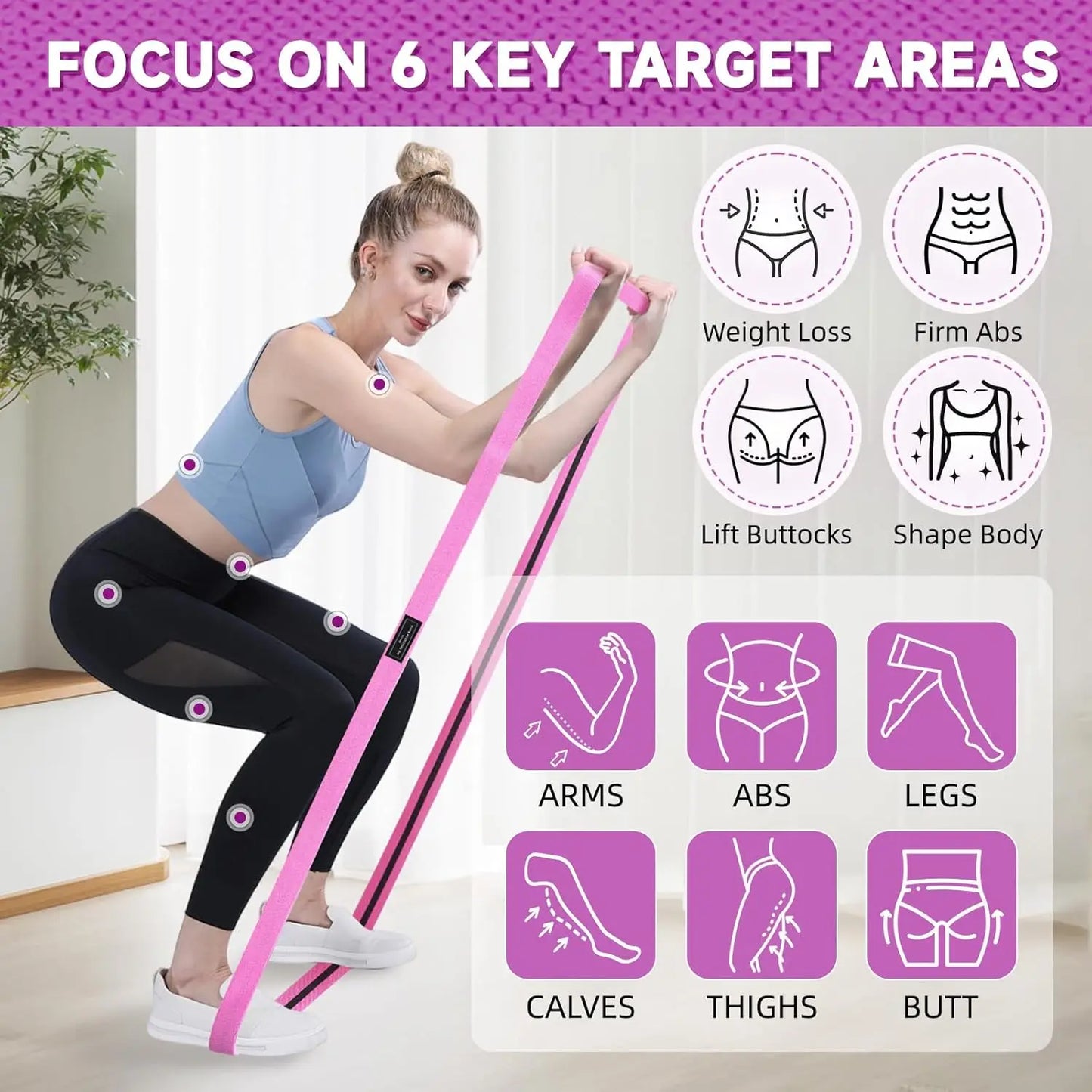 Resistance Bands, Exercise Workout Bands for Women and Men, 3 Set of Stretch Bands for Booty Legs, Pilates Flexbands
