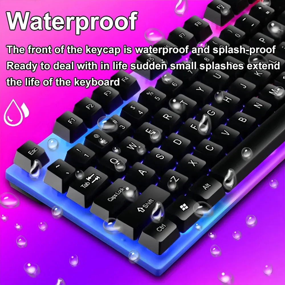RGB Gaming Keyboard 104 Keys Mechanical Keyboard USB Wired Keyboard Seven Color Lights Keyboard for Computer Laptop PC Gamer