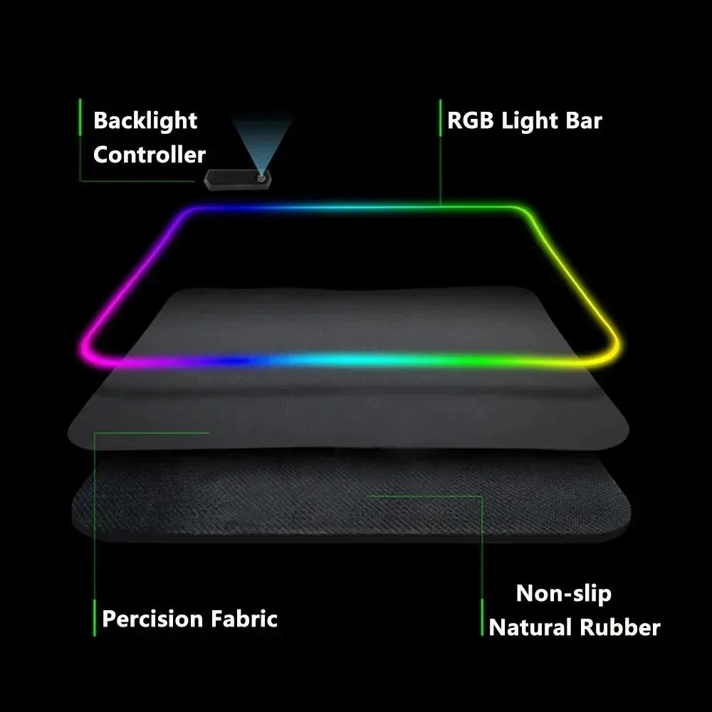 Yin-Yang Style Mouse Pad XXL RGB Gaming Mouse Pad Gamer Accessories Large LED Light Mousepads PC Computer Desk Mat with Backlit