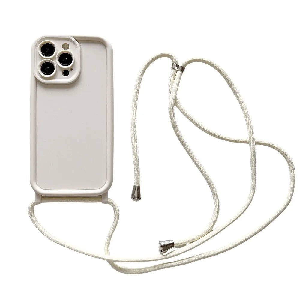 Crossbody Soft Phone Case For iPhone 17 Air 16E 15 16 Pro Max 14 13 12 11 7 8 Plus XS XR SE 2022 Adjustable Lanyard Strap Cover