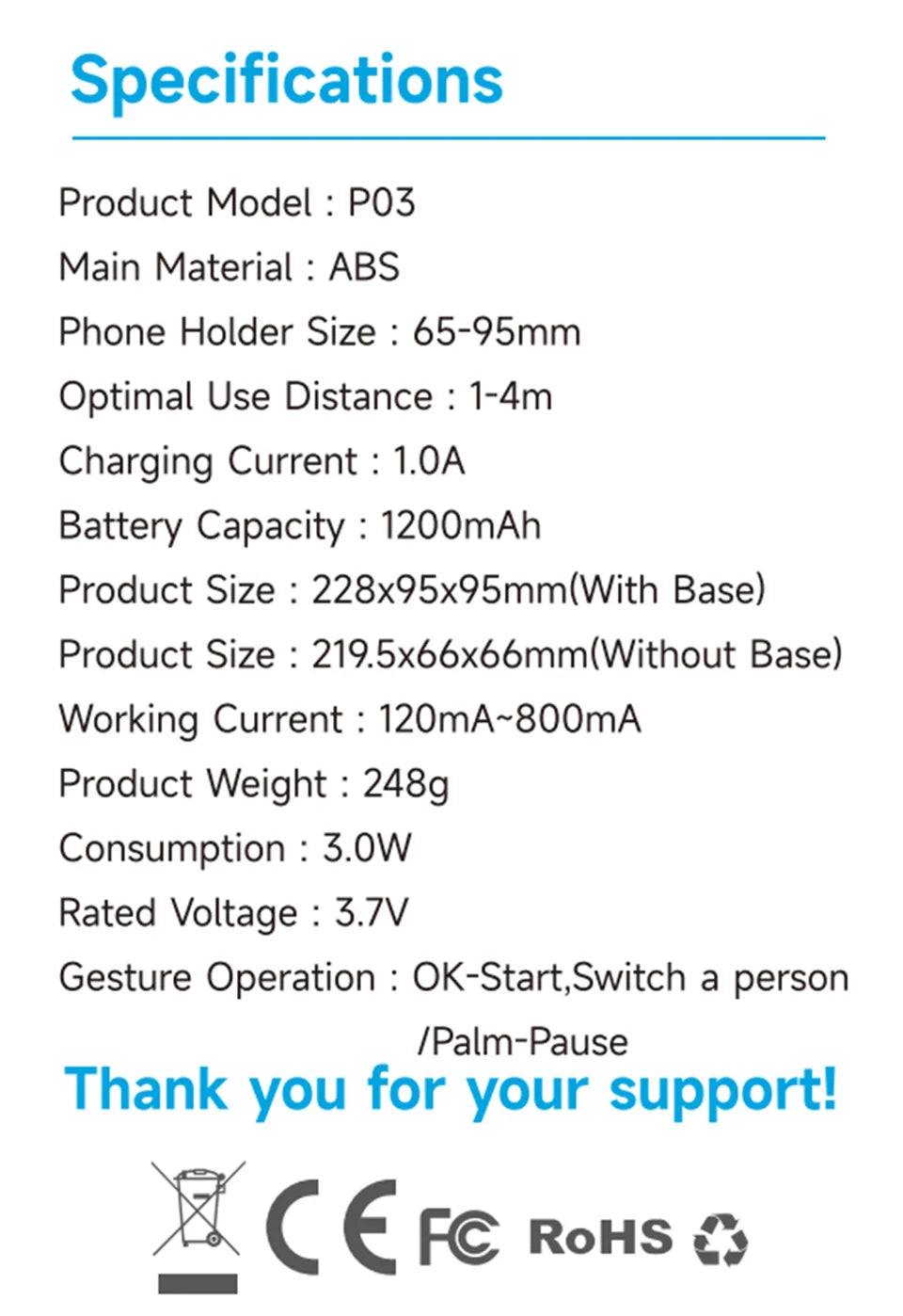 FANGTUOSI AI Smart Gimbal 360° Selfie Stick Auto Face Tracking Gimbal Rotation For Smartphone video Vlog Stabilizer Phone Holder