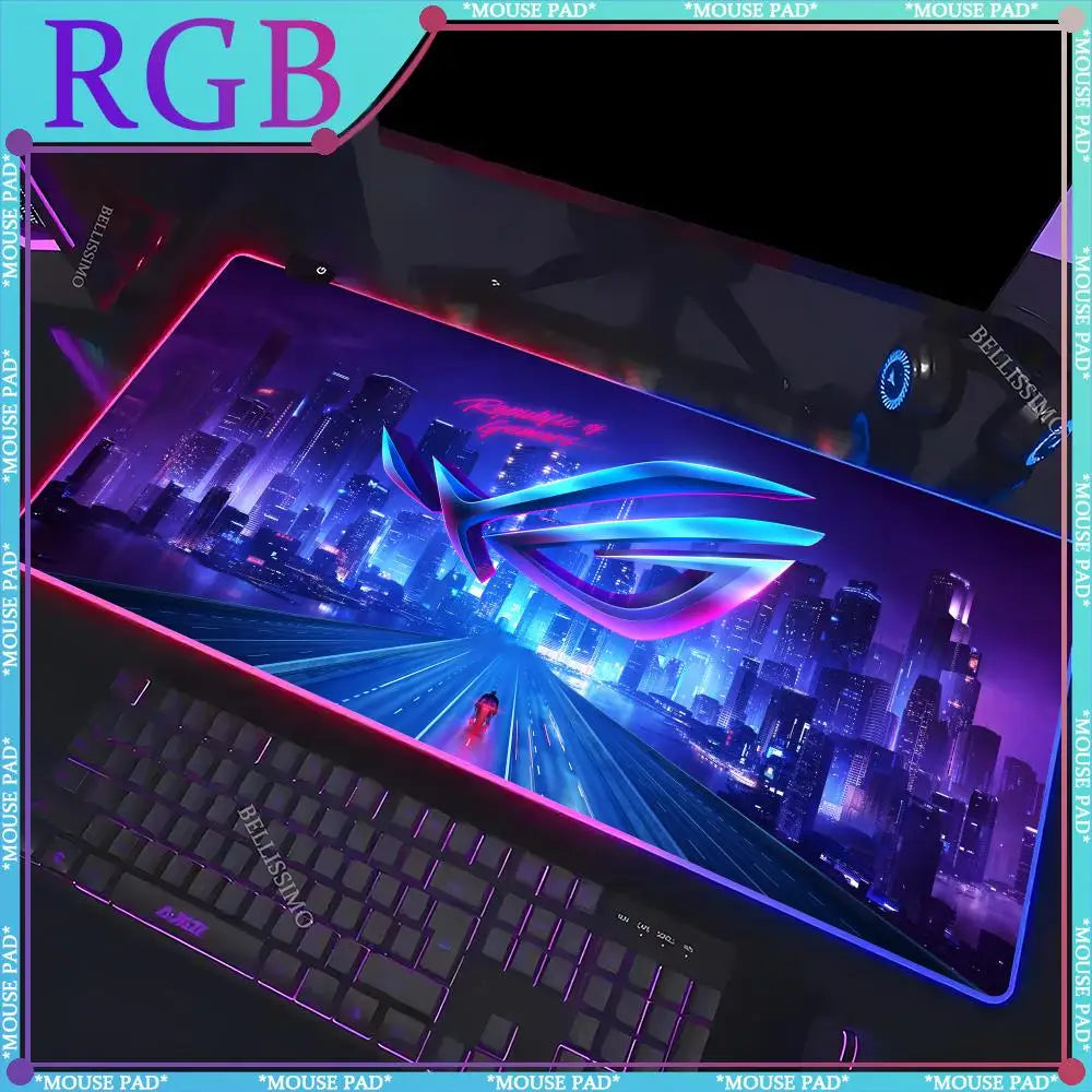 RGB A_Asus Rog mouse cute keyboard pad large table mat LED game electric standard pad anime luminous game computer cabinet pad
