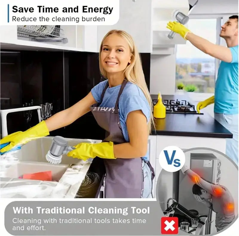 Electric Spin Scrubber for Bathroom Kitchen Cleaning! With 5 Electric Cleaning Brush Heads Ideal for Tub, FloorTile Window Sink