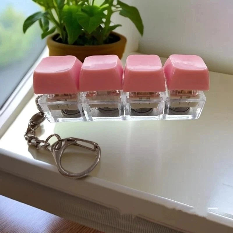 4-Key Mechanical Keyboard Keychain - Clicky Fidget Toy for Stress Relief, No Lights〔YY33〕