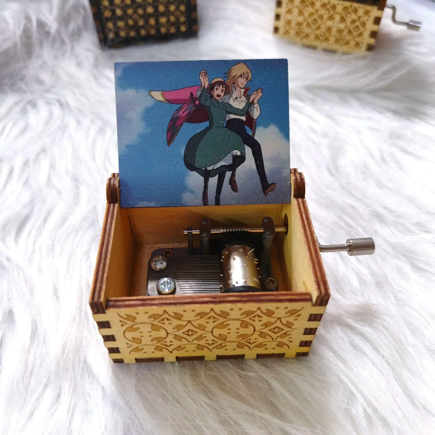 Hot Anime Wooden Carved Music Box Premium Home Decoration Ornament Gift for Christmas/Birthday/Valentine's Day Handmade Gift