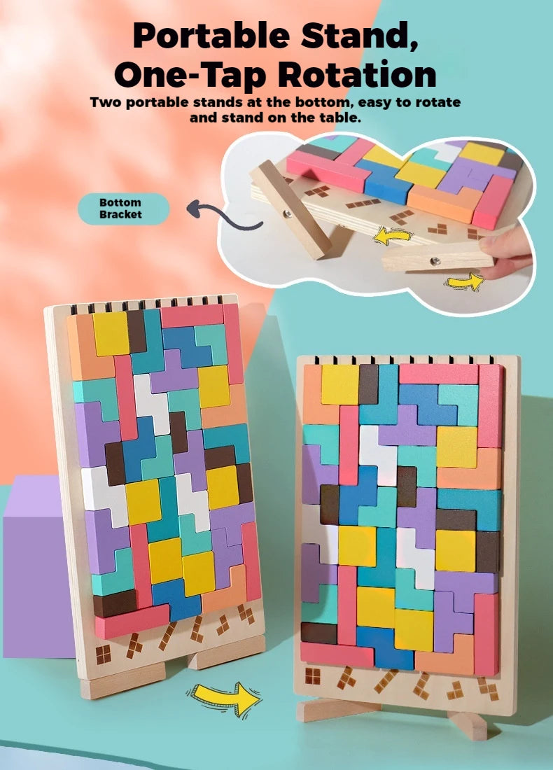 3D Wooden Puzzle, Building Blocks, Puzzle Game, Baby Logic Training Puzzle Toys, Parent-Child Interactive Games