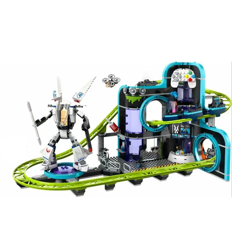 986PCS Exciting Robot Roller Coaster Model – Creative Building Blocks Set for Kids – Perfect Christmas Gift!