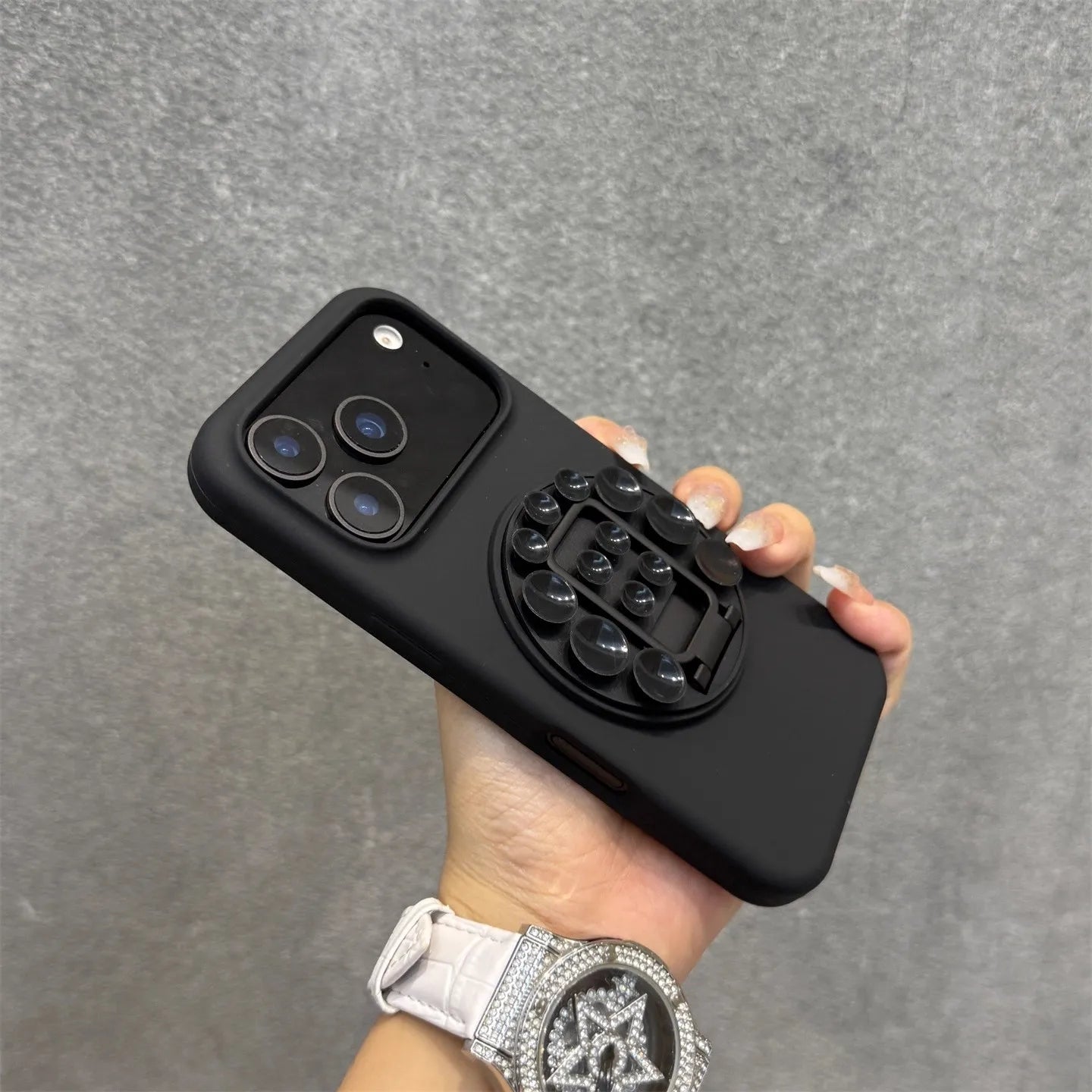Liquid Silicone Phone Case For iPhone 17 Pro Max 17Air 16 17 Pro 15 14 Plus With Silicone Suction Cup Bracket Protection Cover