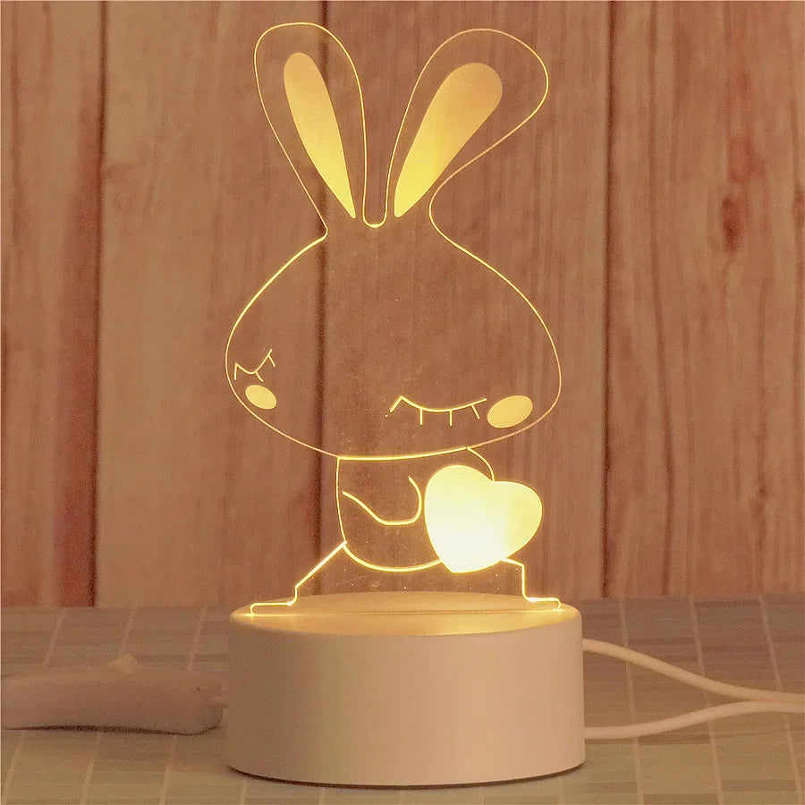 Romantic Love 3D Acrylic Neon Sign Led Lamp for Home Children's Night Lights Table Lamp Birthday Valentine's Day Bedside Lamp
