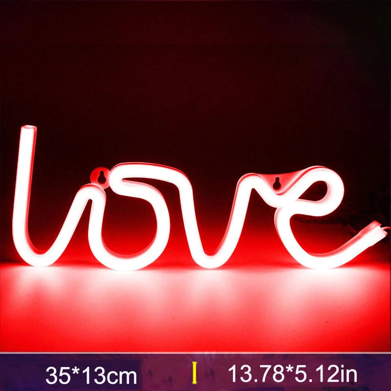 Love Sign Neon Night Light Usb Led Lights 3D Art Romantic Night Lights Lamp For Bedroom Wall Neon Led Strip AA Battry