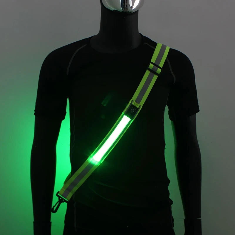 USB Rechargeable Adjustable LED Reflective Belt Cycling Reflective Running Gear Safety Reflective Running Gear for Night Running