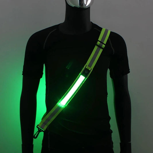 USB Rechargeable Adjustable LED Reflective Belt Cycling Reflective Running Gear Safety Reflective Running Gear for Night Running