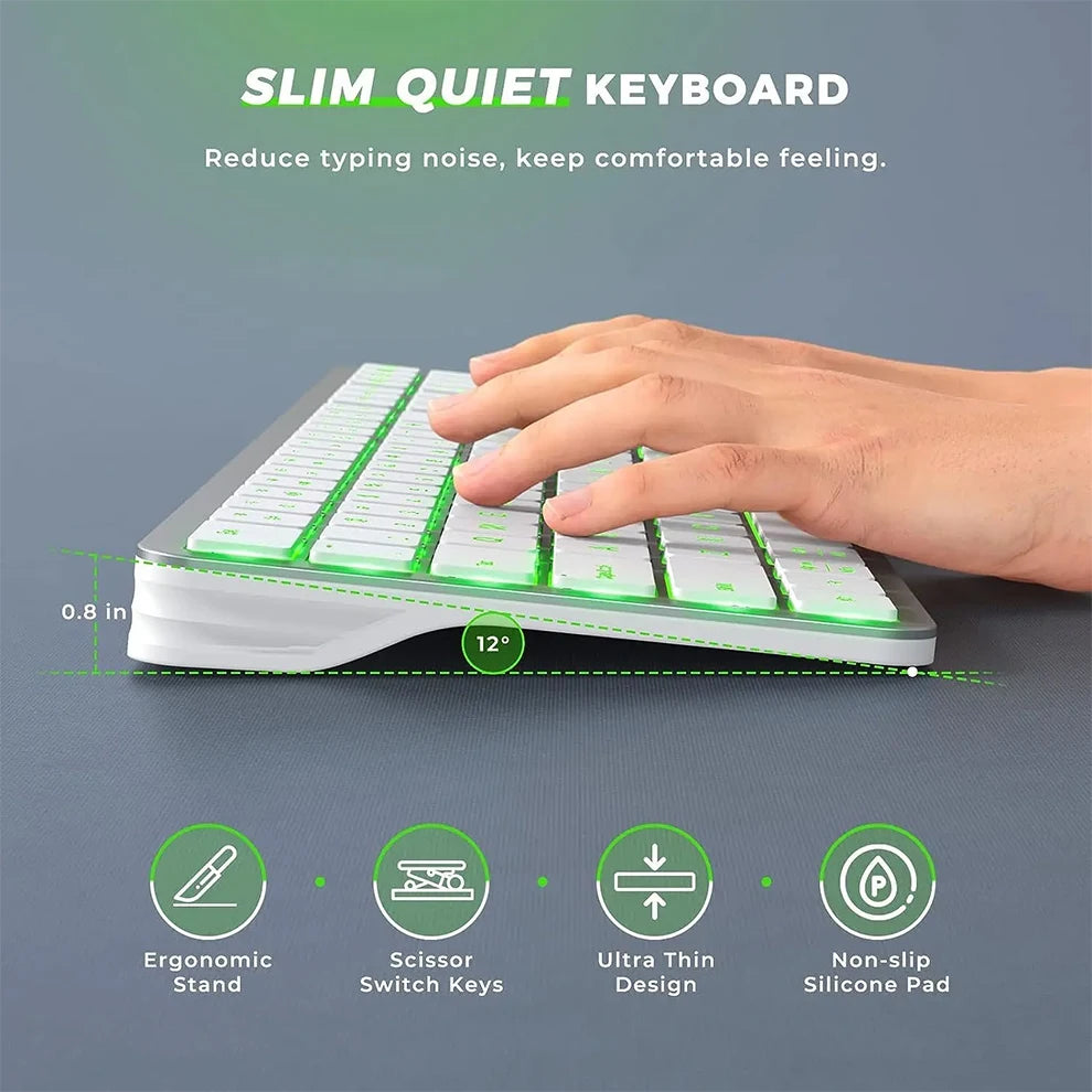 RGB Wireless Bluetooth Keyboard Full Size Multi-Purpose Rechargeable Keyboard Backlight Gaming Keyboard for Tablet PC