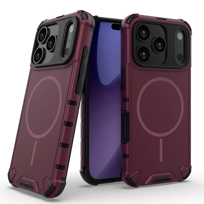 For IPhone 17 Pro Max/17 Pro/16 15 14 13 Magnetic Phone Case TPU+PC Four Corners Airbag Armor Hard Cover Magsafe For IPhone Air