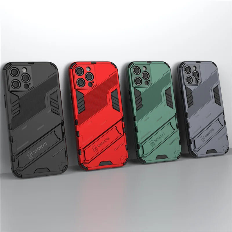 Armor Cyber Shockproof Case For iPhone 17 Air  12 13 Mini 14 15 16 Pro XR XS Max X 11 Pro Max 7 8 16 Plus Stand Holder Cover