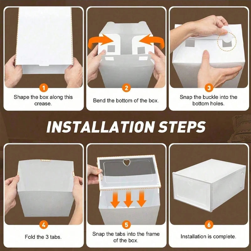 6/12PCS Stackable Shoe Box With Flip Door - Suitable For Family Dormitory, Space Saving Transparent Storage Box