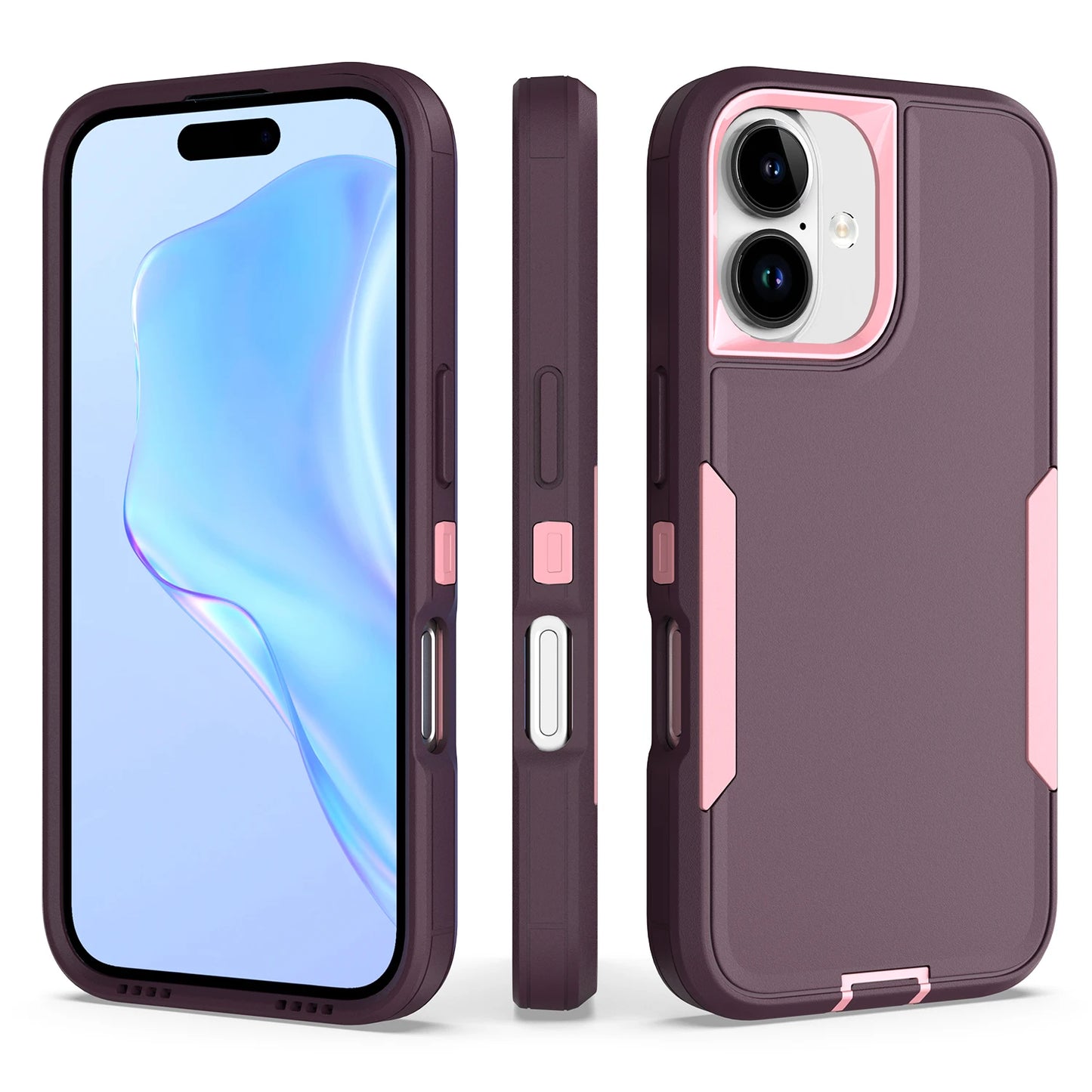 2 in 1 Heavy Duty Armor Shockproof Phone Case For iPhone 11 12 13 14 15 16 Plus 17 Pro Max Anti-Scratch Hard TPU Back Cover