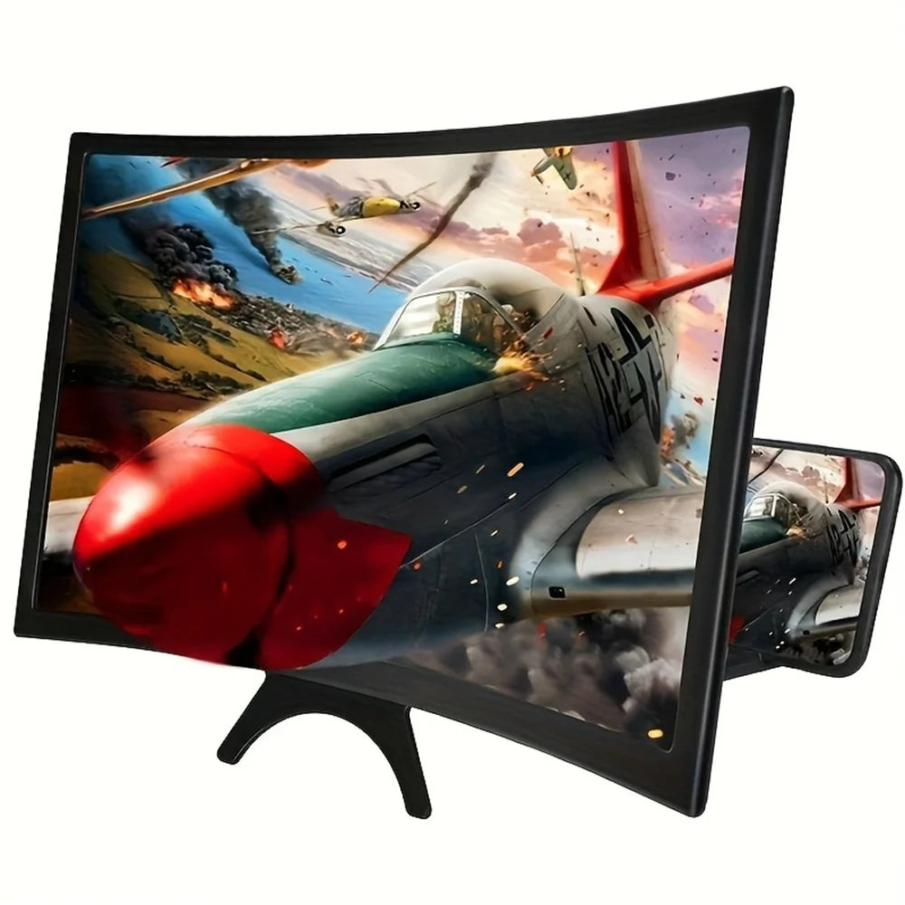 12 Inch/Phone Screen 3D HD Magnifier Movie Video Amplifier Holder Enlarger Screen Smart Phone Magnifying Curved Screen