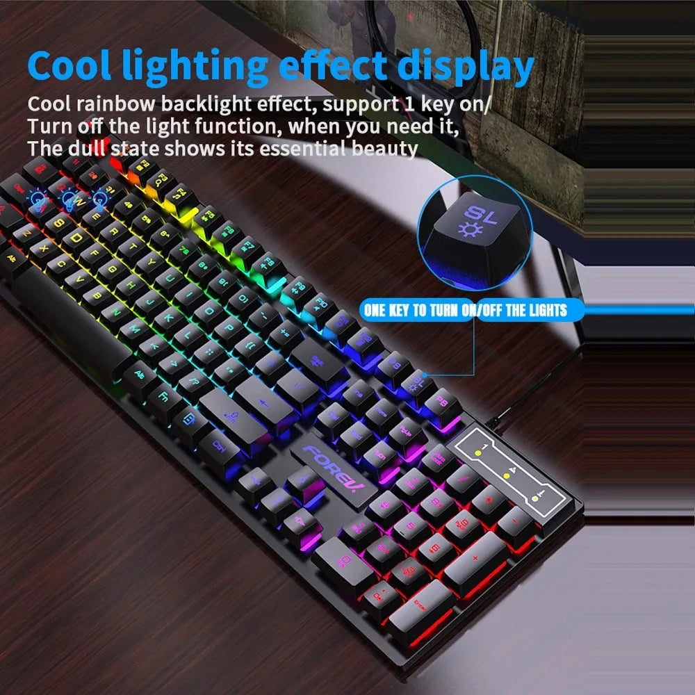 USB Wired Keyboard 104 Keys RGB Colorful Gaming Keyboard Mechanical Feel keyboard Standard Keyboard for Windows Laptop Computer