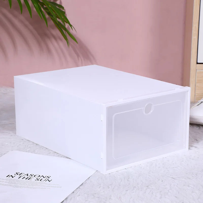 Foldable Storage Home Clear Organizer Rack Plastic Shoe Box Set White New shoe cabinets  shoes storage rack