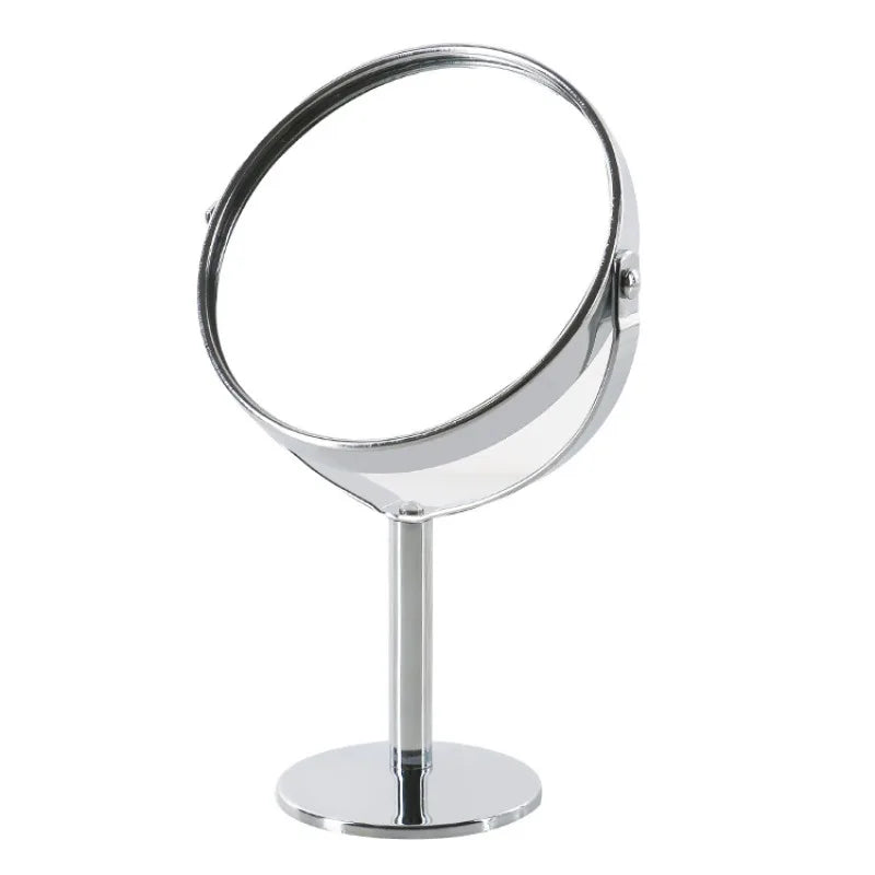Household Makeup Mirror Circular Portable Double-sided Metal Frame 1:2 Enlarged Desktop 360 Degree Rotating Mirror