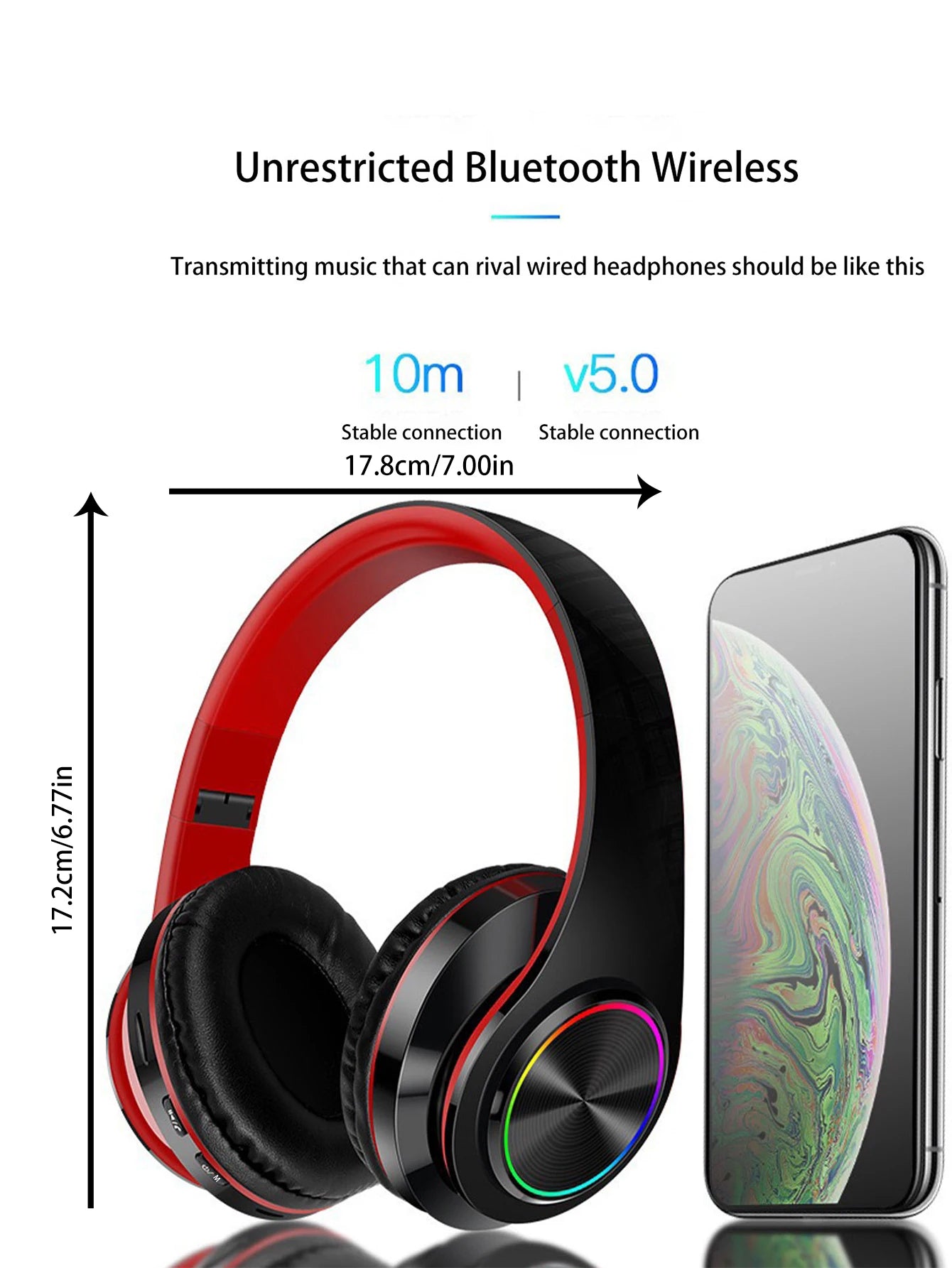 Gaming headset wireless headset, Jerry 5.0, cool light effect, support wired mode, widely compatible