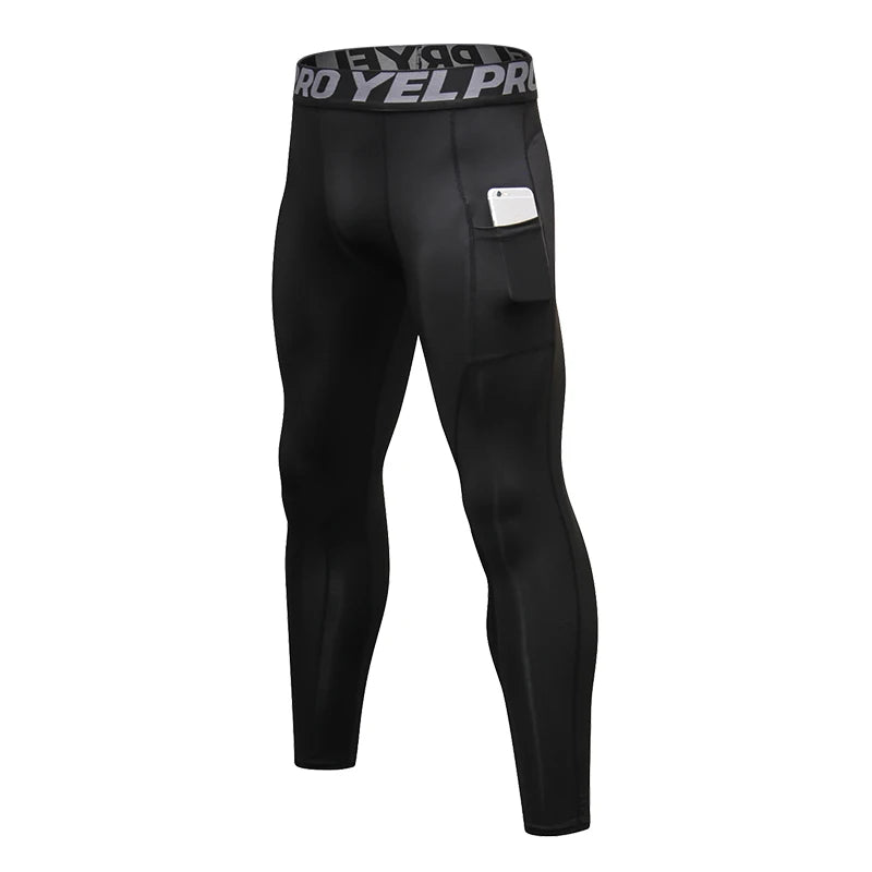 Men's Running Tights Compression Fitness Pants Elastic Running Basketball Sports Workout Tights  Gym Running Training Leggings