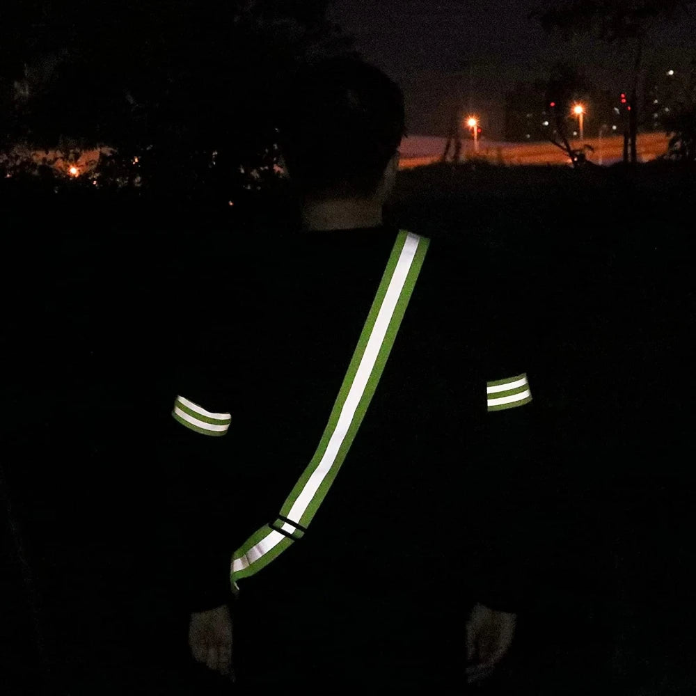USB Rechargeable Adjustable LED Reflective Belt Cycling Reflective Running Gear Safety Reflective Running Gear for Night Running