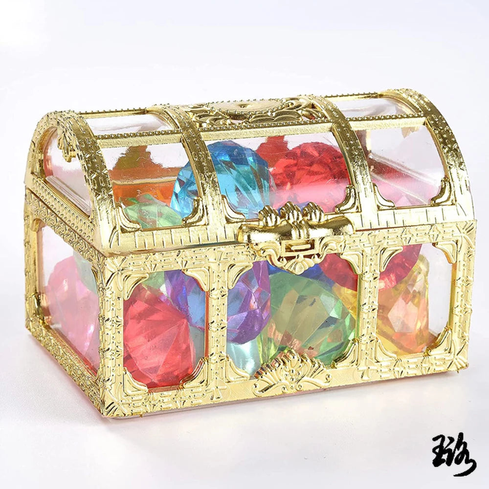 Vintage Treasure Chest Storage Box Transparent Pirate Candy Jewelry Display Box for Wedding Party Birthday