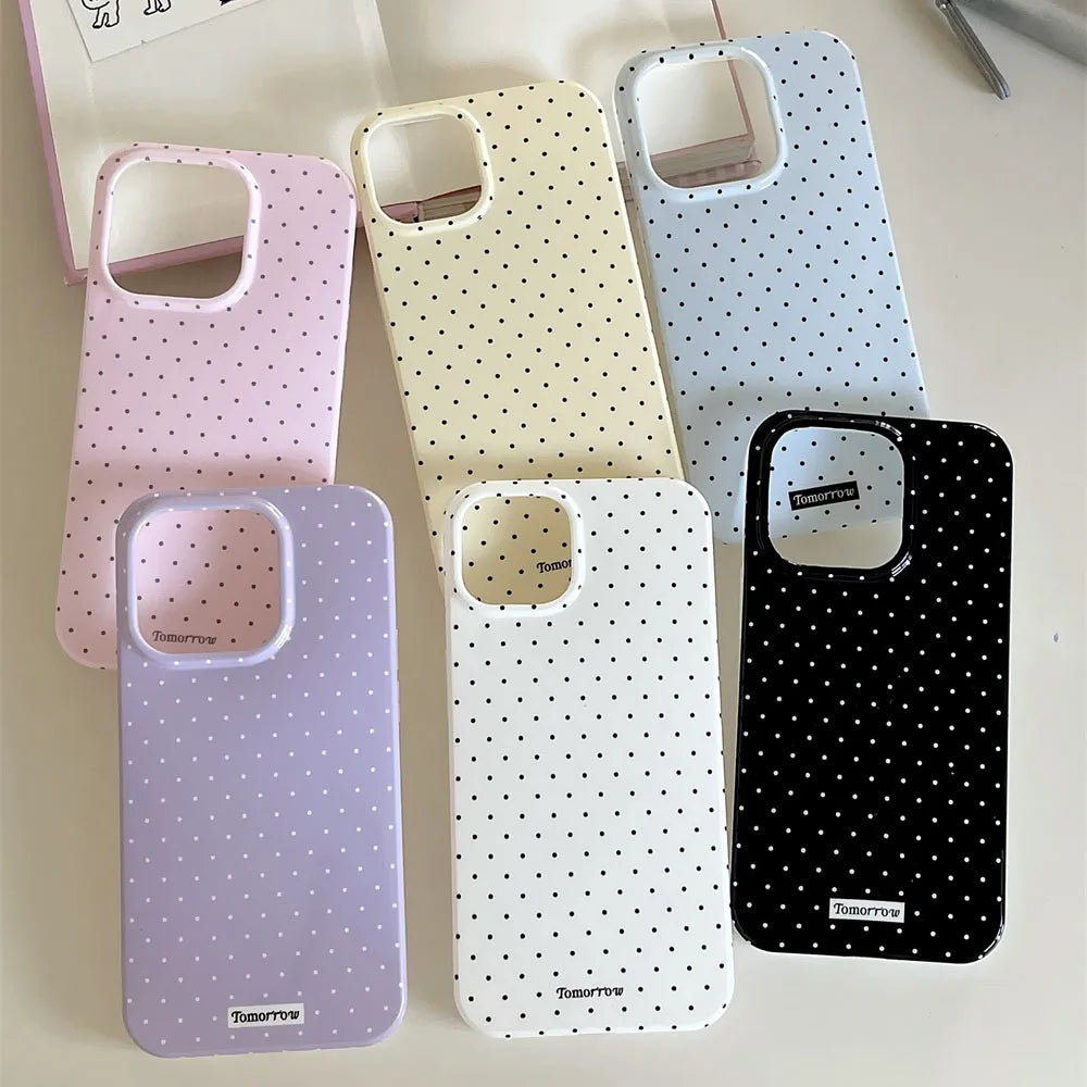 INS Polka Dot Small Fresh Mobile Phone Case for iPhone 17 16 15 14 13 12 Pro Max 11 Ultra Slim Shockproof Cover for iPhone Air