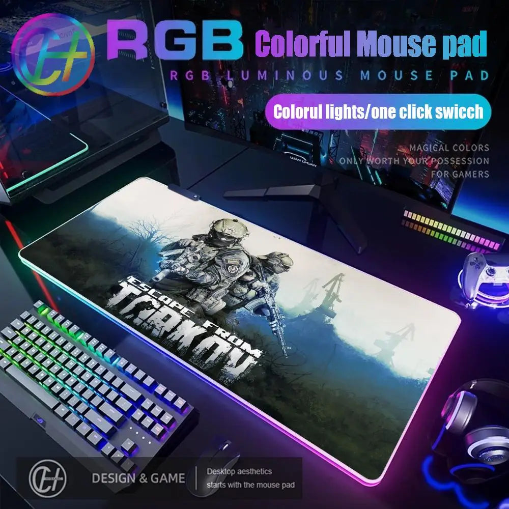 Escape From Tarkov RGB Mouse Pad Computer Gaming Accessories Large Mouse Deskmats MousePads Office Anti-slip Soft Laptop Carpet