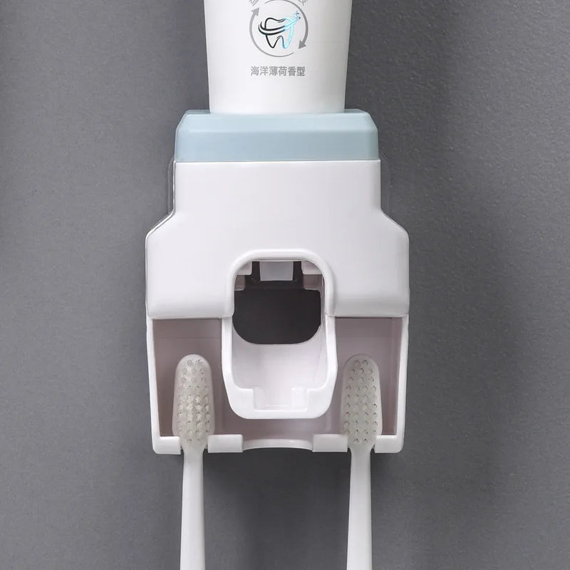 WIKHOSTAR Creative Lazy Automatic Toothpaste Dispenser Toothpaste Squeezer Toothbrush Holder Bathroom Accessories Storage Rack
