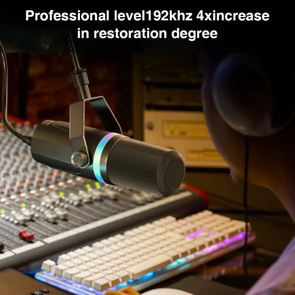 USB XLR Dynamic Gaming Microphone RGB Dynamic Computer Microphone PC Computer Gaming Mic for Streaming Recording