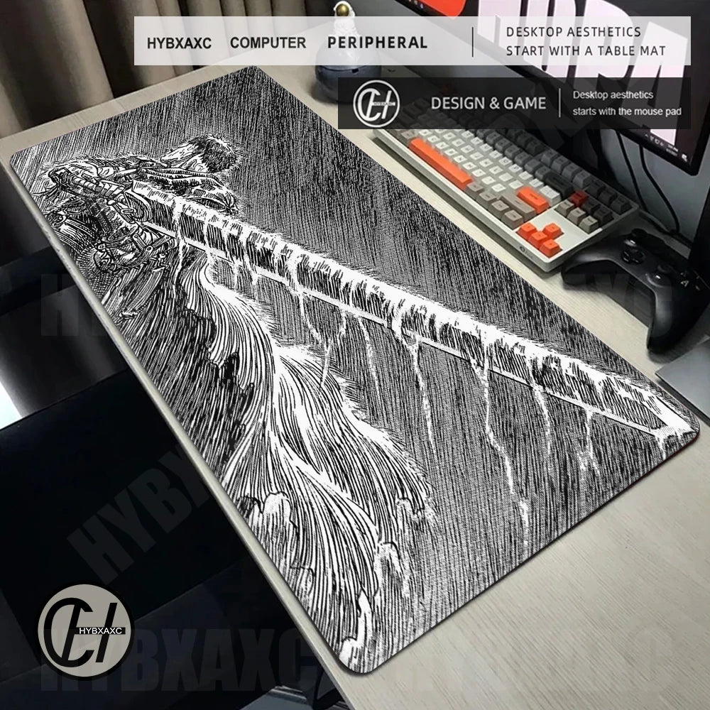 Guts sword in berserk Mouse Mat Berserk Guts Gamer Gaming Mouse Pad Computer Accessories Big Keyboard Laptop Padmouse Speed Desk
