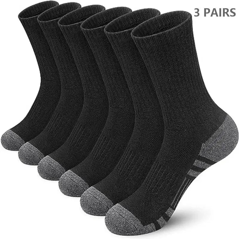 3 Pairs Men's Outdoor Gym Socks High Quality Comfortable Soft Ground-Gripping Football Large Size New Style