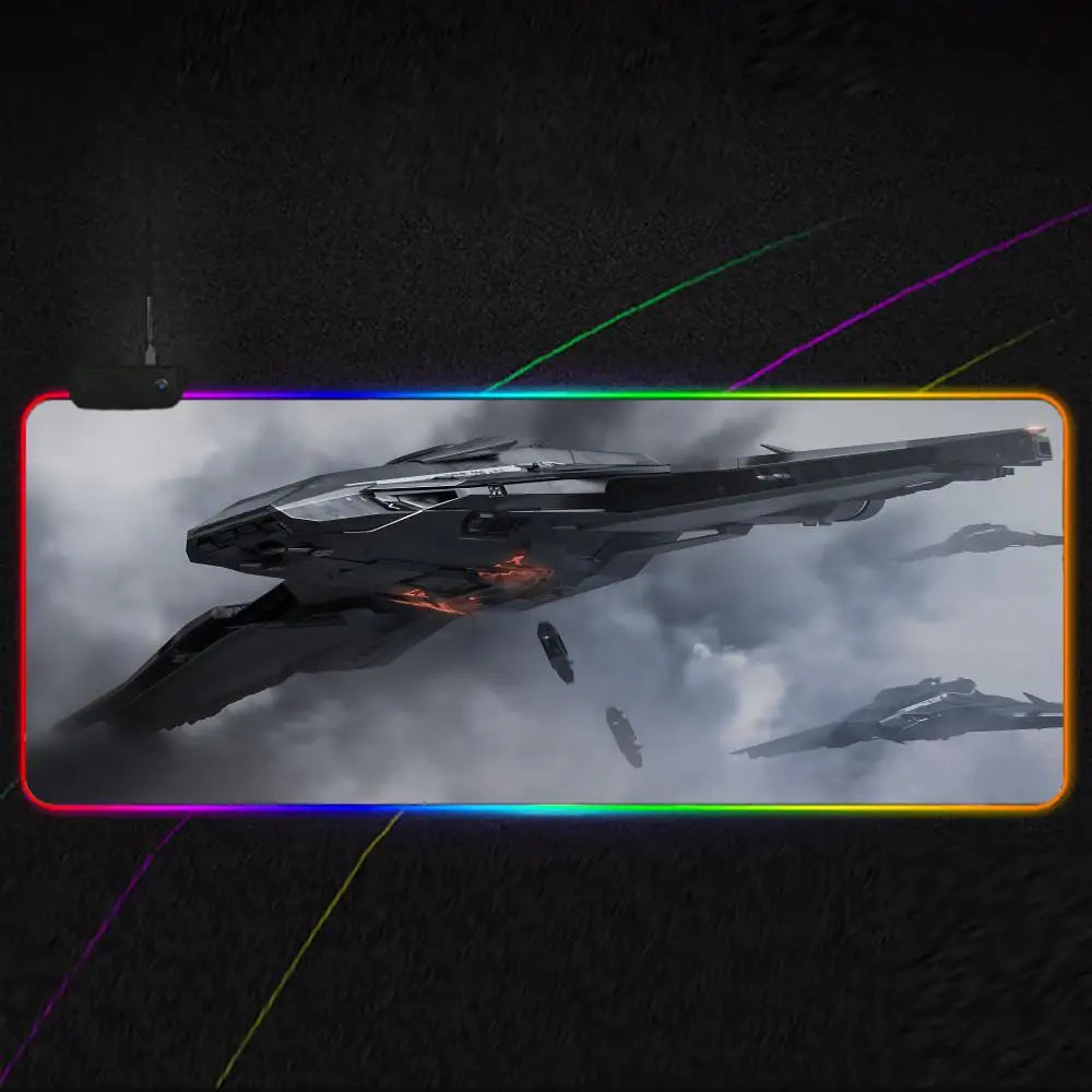 Star Citizen Mouse Pad RGB Gaming Mouse Pad XXL, Extended Surface, Non-Slip, Smooth, LED Lights, Perfect Desk Mat