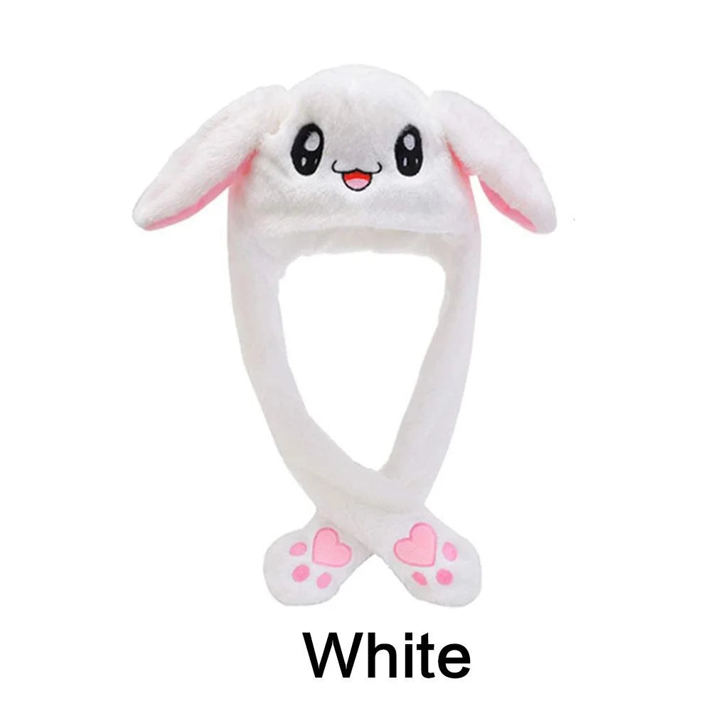 Rabbit Ear Hat Cute Cartoon Bunny Hat Ear Moving Kawaii  Bunny Ears Soft Plush Hat Cap Winter Hat for Fairy Birthday Gifts