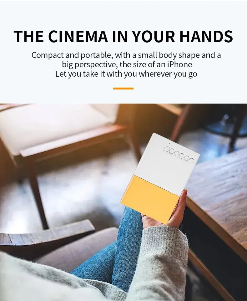 Powerful Native HD Mini Projector Mobile Phone Wired Screen Mirroring Portable Home Theater Projectors Supports HDMI USB Connect