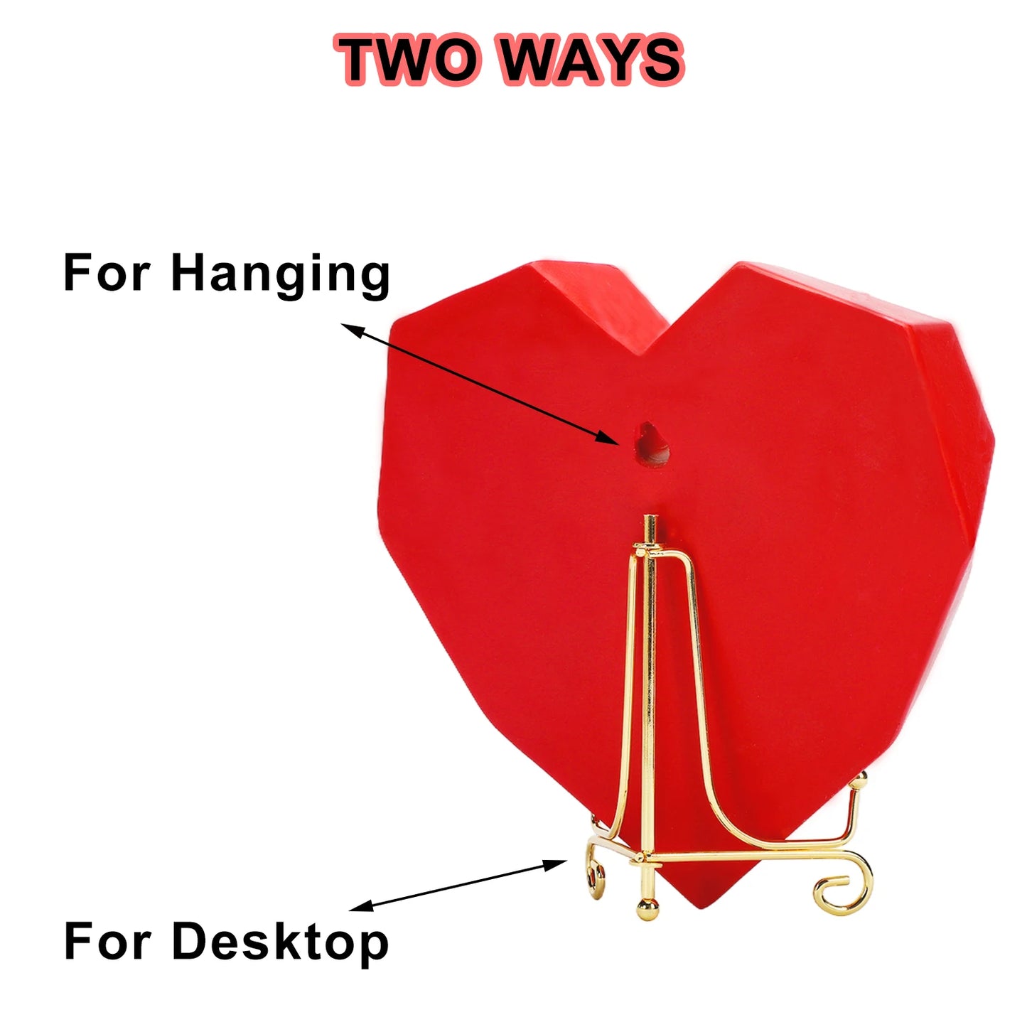 Heart Decor Love Statue Pink and Red Heart Sculpture Couple Wall Decorations Resin Wedding Entrance Table Decor Home Decorations